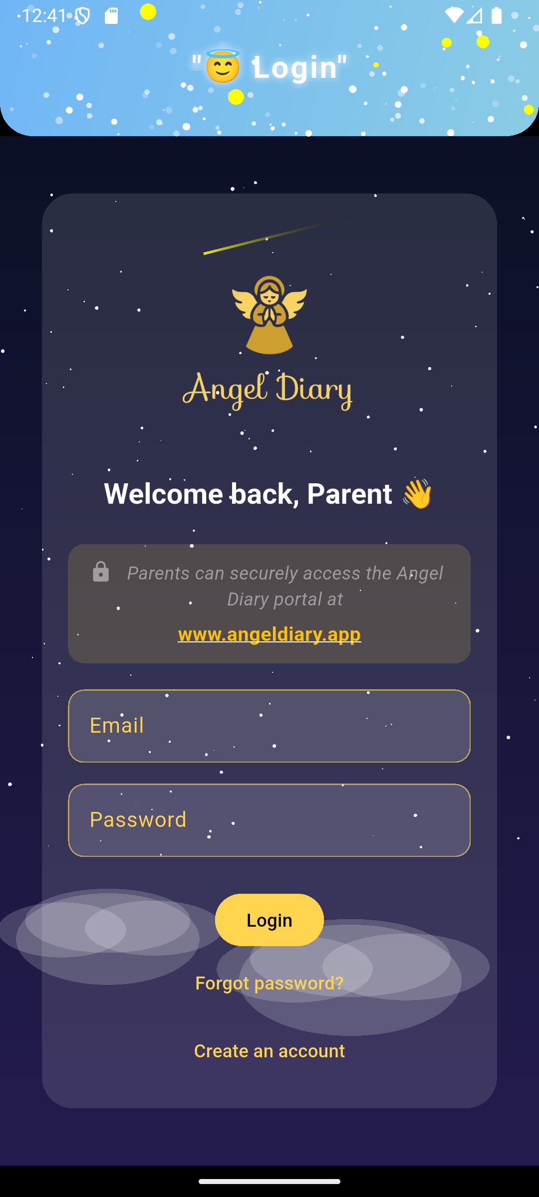 Welcome angel screen